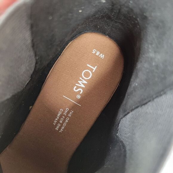 Toms Kelsey Black Leather Zebra Shimmer Wedge Ankle Boots Booties NEW NO BOX - Picture 7 of 8